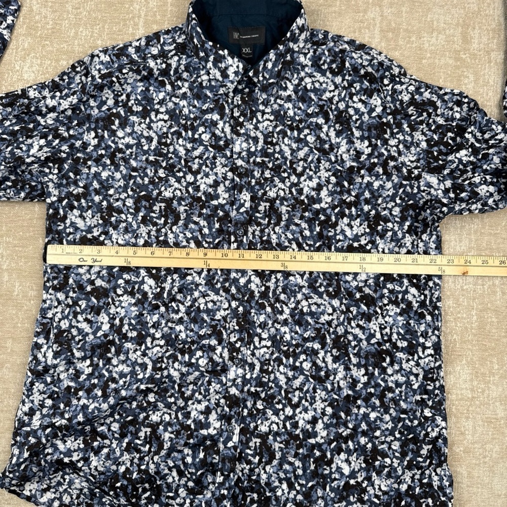 INC International Concepts Size XXL Black White Paint Splatter Pattern Button Up - Picture 4 of 5
